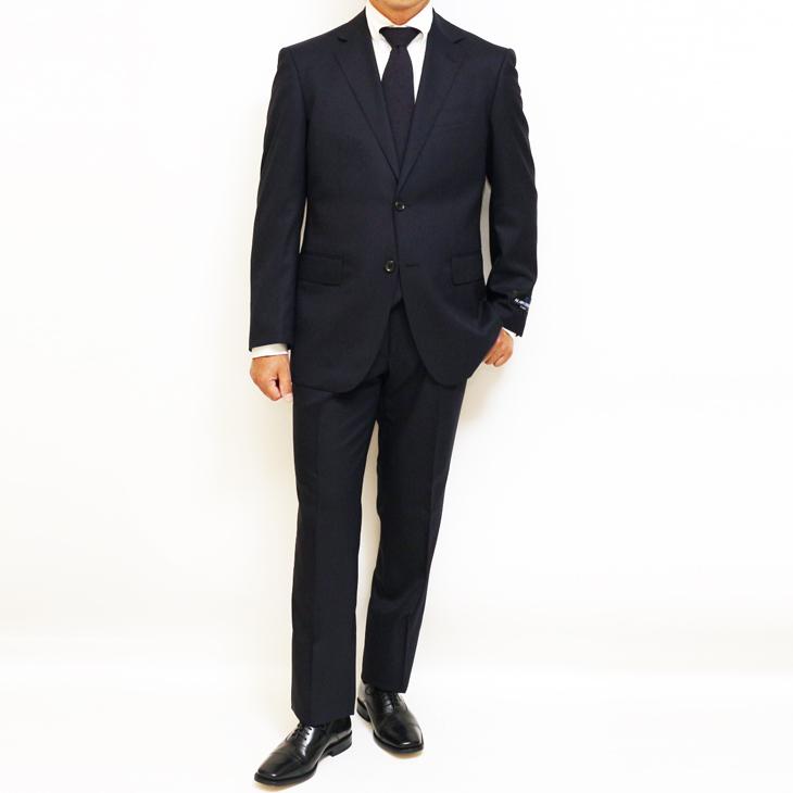 スーツ メンズ 春夏 秋冬 通年 SALE 新品 アランドロン 濃紺ネイビー 織柄シャドー縞ストライプ 2つボタン ゆったり型 ビジネス スーツ (A/AB/BB体) J19-2B | アラン・ドロン | 03
