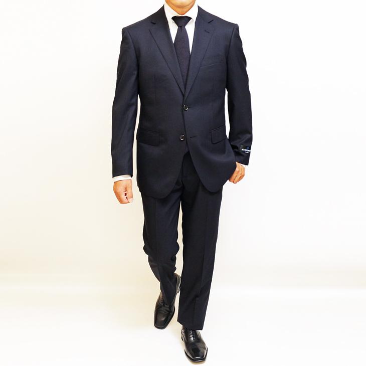 スーツ メンズ 春夏 秋冬 通年 SALE 新品 アランドロン 濃紺ネイビー 織柄シャドー縞ストライプ 2つボタン ゆったり型 ビジネス スーツ (A/AB/BB体) J19-2B | アラン・ドロン | 04