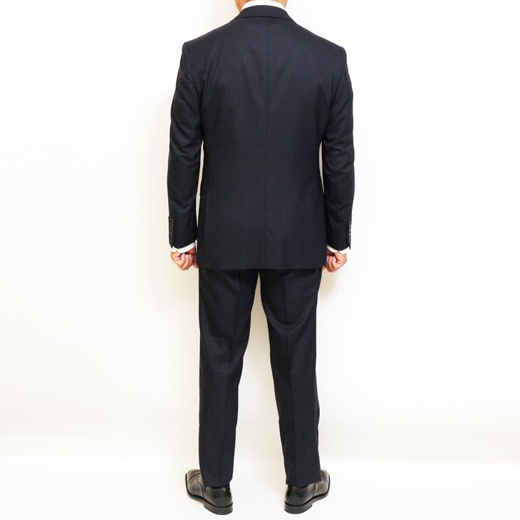 スーツ メンズ 春夏 秋冬 通年 SALE 新品 アランドロン 濃紺ネイビー 織柄シャドー縞ストライプ 2つボタン ゆったり型 ビジネス スーツ (A/AB/BB体) J19-2B | アラン・ドロン | 05
