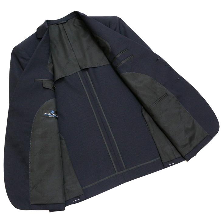スーツ メンズ 春夏 秋冬 通年 SALE 新品 アランドロン 濃紺ネイビー 織柄シャドー縞ストライプ 2つボタン ゆったり型 ビジネス スーツ (A/AB/BB体) J19-2B | アラン・ドロン | 07