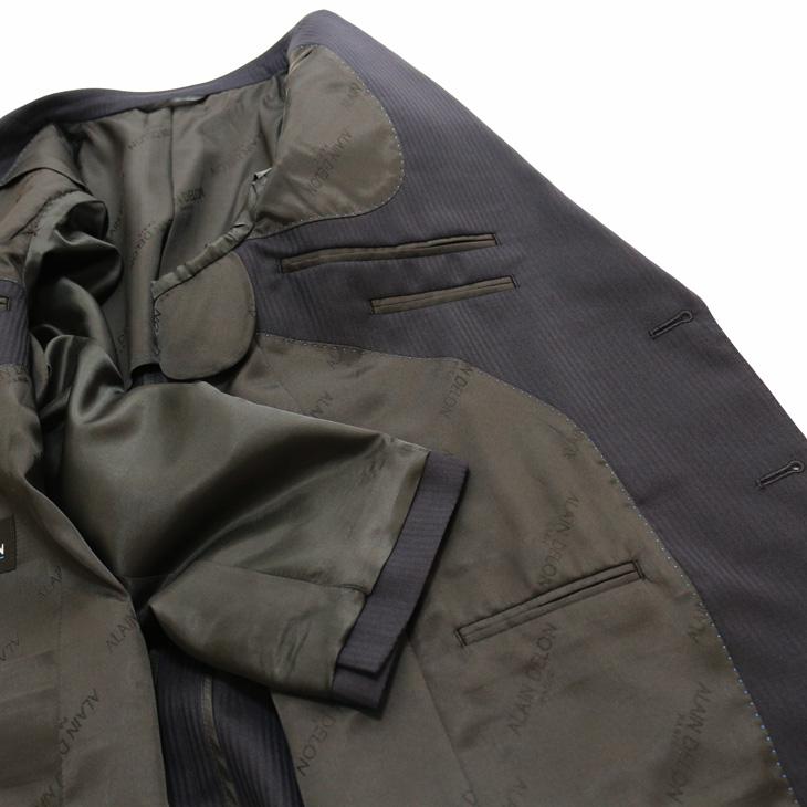 スーツ メンズ 春夏 秋冬 通年 SALE 新品 アランドロン 濃紺ネイビー 織柄シャドー縞ストライプ 2つボタン ゆったり型 ビジネス スーツ (A/AB/BB体) J19-2B | アラン・ドロン | 09