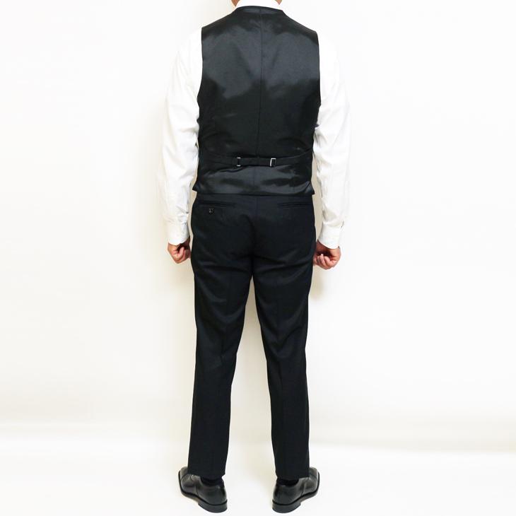 スーツ メンズ 2025 新作 通年 春夏 秋冬 オールシーズン FICCE フィッチェ 黒ブラック無地 ベスト付き スリーピース スーツ (Y/A/AB/BB体) | FICCE | 07