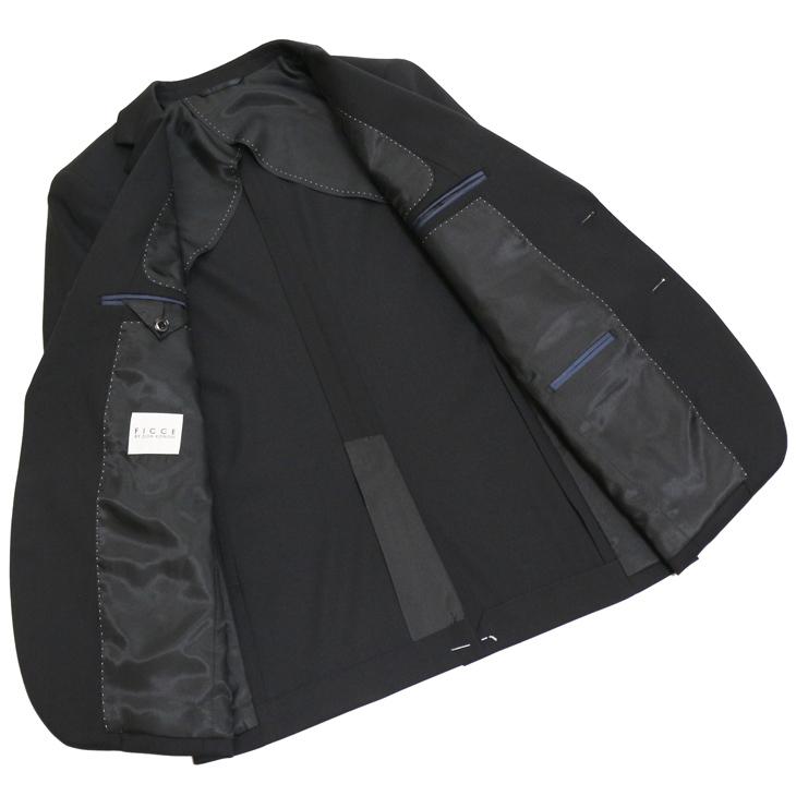 スーツ メンズ 2025 新作 通年 春夏 秋冬 オールシーズン FICCE フィッチェ 黒ブラック無地 ベスト付き スリーピース スーツ (Y/A/AB/BB体) | FICCE | 08