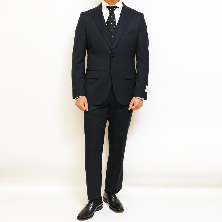 スーツ メンズ 新品 通年 春夏 秋冬 オールシーズン FICCE フィッチェ 濃紺ネイビー無地 ベスト付き スリーピース スーツ (Y/A/AB/BB体) | FICCE | 02