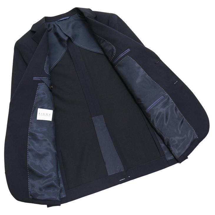 スーツ メンズ 新品 通年 春夏 秋冬 オールシーズン FICCE フィッチェ 濃紺ネイビー無地 ベスト付き スリーピース スーツ (Y/A/AB/BB体) | FICCE | 07