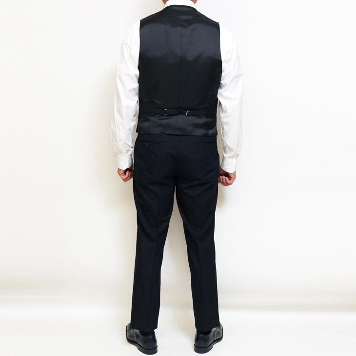 スーツ メンズ 2025 新作 通年 春夏 秋冬 オールシーズン FICCE フィッチェ 黒ブラック 織柄シャドーストライプ ベスト付き スリーピース スーツ (Y/A/AB/BB体) | FICCE | 05