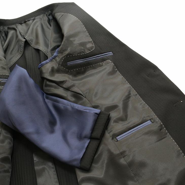 スーツ メンズ 2025 新作 通年 春夏 秋冬 オールシーズン FICCE フィッチェ 黒ブラック 織柄シャドーストライプ ベスト付き スリーピース スーツ (Y/A/AB/BB体) | FICCE | 08