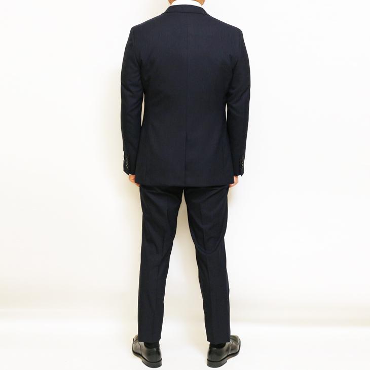 スーツ メンズ 2025 新作 通年 春夏 秋冬 オールシーズン FICCE フィッチェ 濃紺ネイビー織柄シャドーストライプ ベスト付き スリーピース スーツ (Y/A/AB/BB体) | FICCE | 04