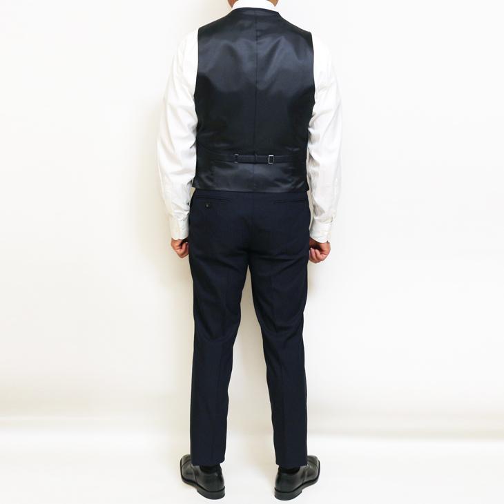 スーツ メンズ 2025 新作 通年 春夏 秋冬 オールシーズン FICCE フィッチェ 濃紺ネイビー織柄シャドーストライプ ベスト付き スリーピース スーツ (Y/A/AB/BB体) | FICCE | 06