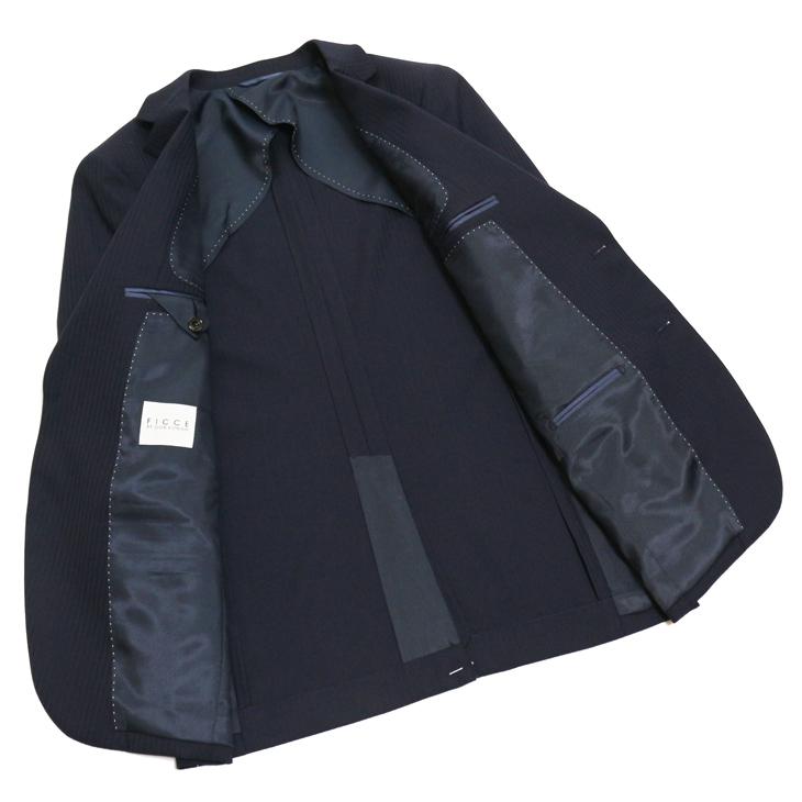 スーツ メンズ 2025 新作 通年 春夏 秋冬 オールシーズン FICCE フィッチェ 濃紺ネイビー織柄シャドーストライプ ベスト付き スリーピース スーツ (Y/A/AB/BB体) | FICCE | 07