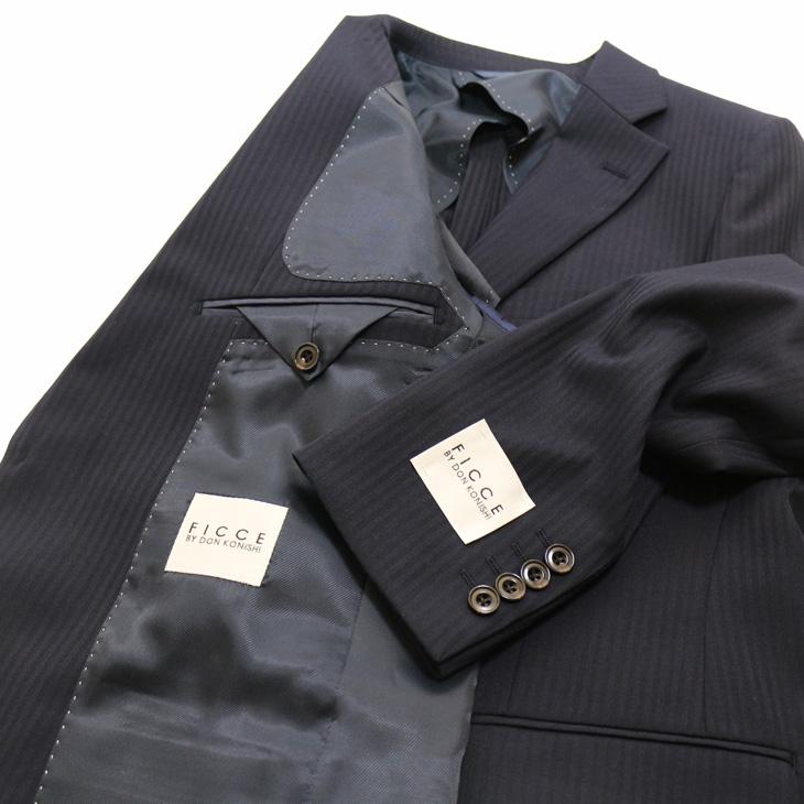 スーツ メンズ 2025 新作 通年 春夏 秋冬 オールシーズン FICCE フィッチェ 濃紺ネイビー織柄シャドーストライプ ベスト付き スリーピース スーツ (Y/A/AB/BB体) | FICCE | 08