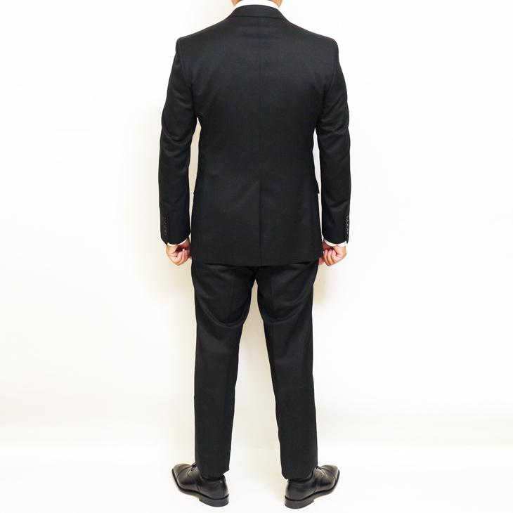 超特価 通年 春夏 秋冬 新作 黒ブラック無地 ナチュラル・ストレッチ 礼服 対応可 スリム型 ノータックローライズ 2つボタン ビジネス スーツ (A/AB体) 冠婚葬祭 |  | 04