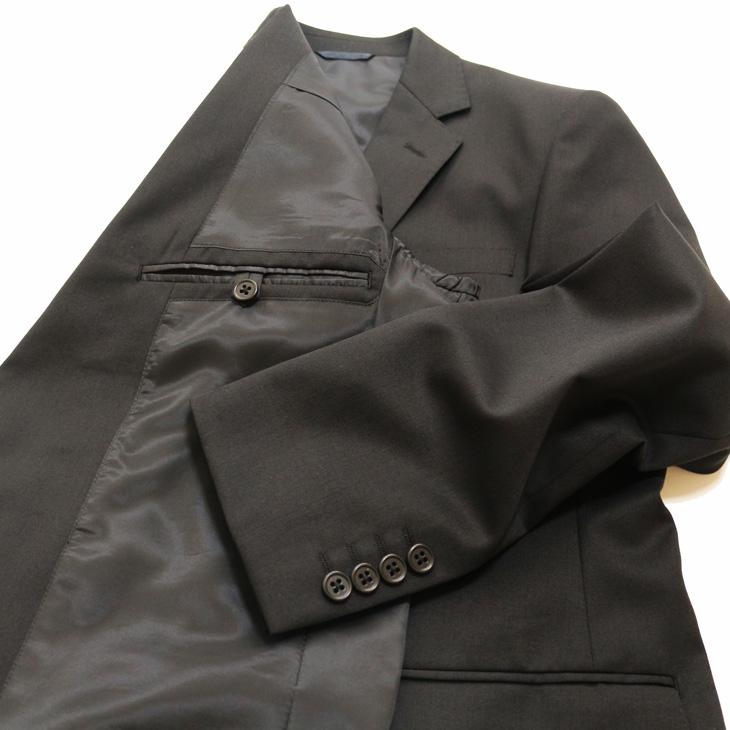 超特価 通年 春夏 秋冬 新作 黒ブラック無地 ナチュラル・ストレッチ 礼服 対応可 スリム型 ノータックローライズ 2つボタン ビジネス スーツ (A/AB体) 冠婚葬祭 |  | 06