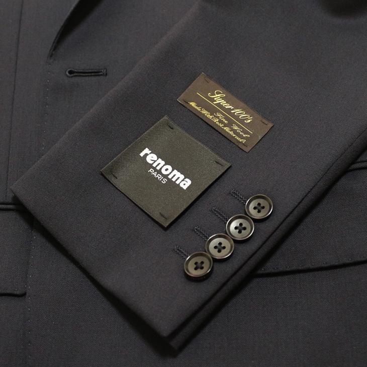 SALE スーツ メンズ 新品 通年 春夏 秋冬 renoma paris レノマ パリス 濃紺ネイビー無地 西川毛織 Super100s 2つボタン ビジネス (A/AB/BB/E体) J-REP05-2B | renoma | 05