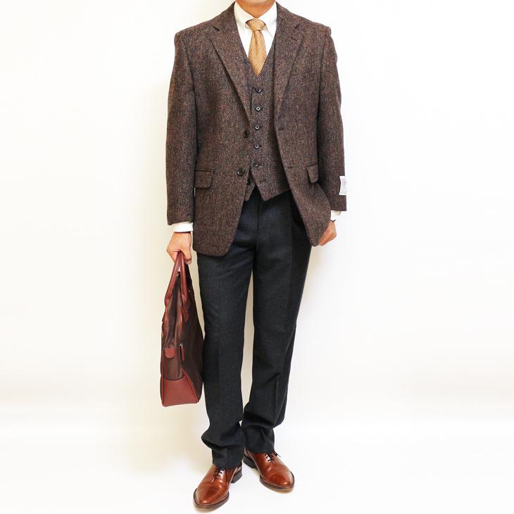 ジャケット テーラード ブレザー ハリスツイード 2020-21 秋冬 新品 英国  Harris Tweed 茶 ブラウン 杢   (AB/BB体) ゆったり型 NT01-2B | HARRIS TWEED | 01