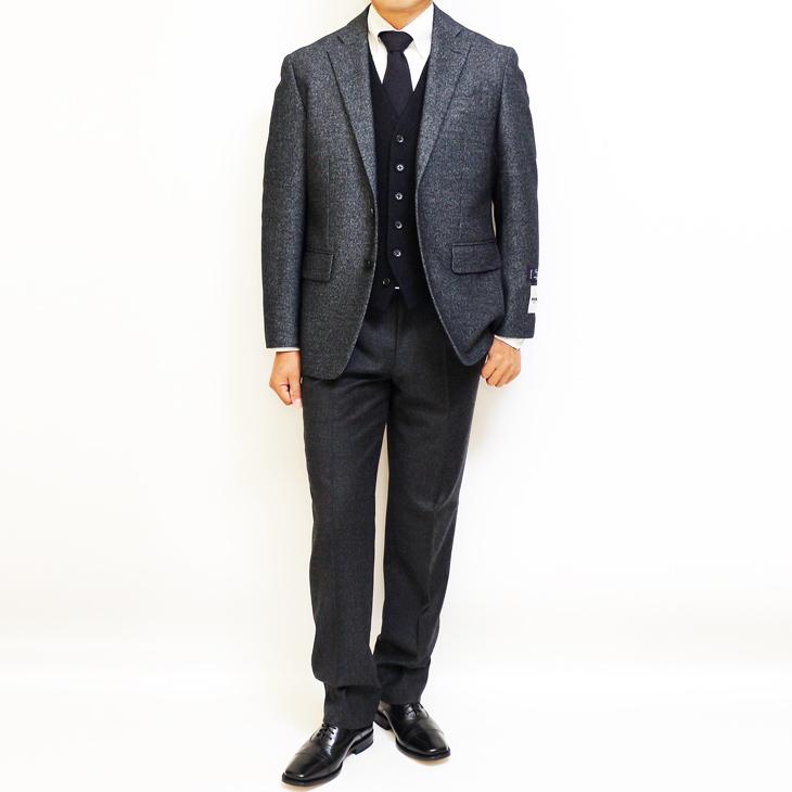 ジャケット テーラード ブレザー 2020-21 秋冬新作 renoma レノマ パリス 霜降り調 グレーネイビー杢 ストレッチ ニット素材 ジャケット (AB体) やや細め | renoma | 02