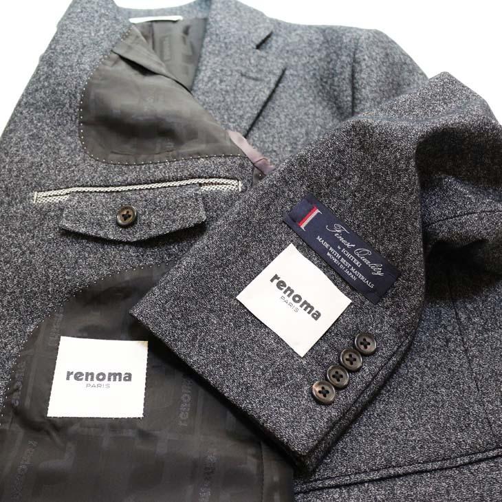 ジャケット テーラード ブレザー 2020-21 秋冬新作 renoma レノマ パリス 霜降り調 グレーネイビー杢 ストレッチ ニット素材 ジャケット (AB体) やや細め | renoma | 08