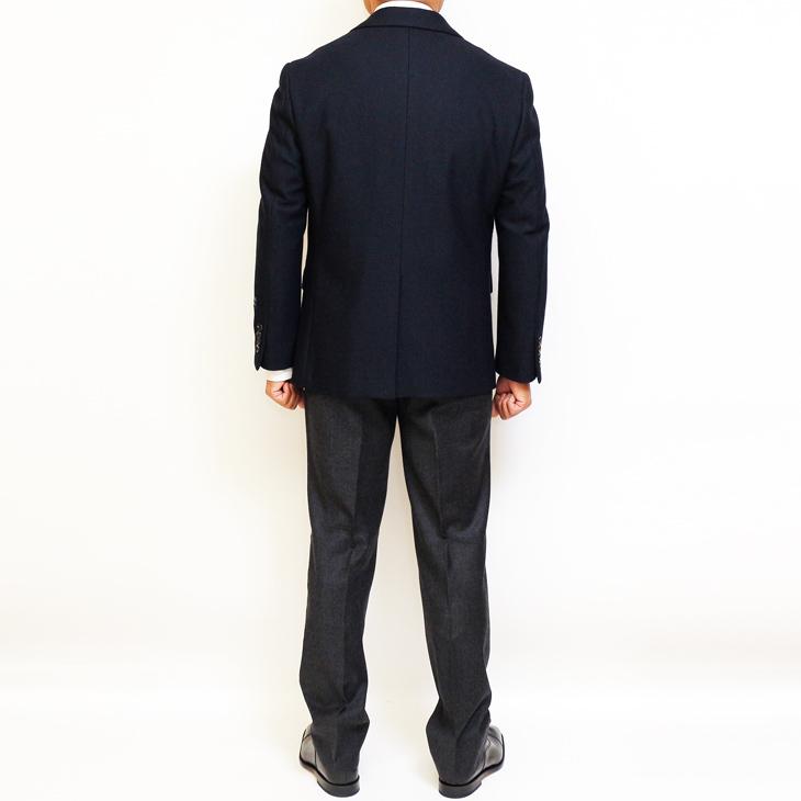 ジャケット テーラード ブレザー 秋冬 新品 renoma レノマ パリス 濃紺ネイビー杢 無地系 コンブレ ストレッチ ニット素材 ジャケット (AB/BB体) やや細め | renoma | 06