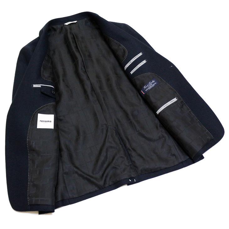 ジャケット テーラード ブレザー 秋冬 新品 renoma レノマ パリス 濃紺ネイビー杢 無地系 コンブレ ストレッチ ニット素材 ジャケット (AB/BB体) やや細め | renoma | 07