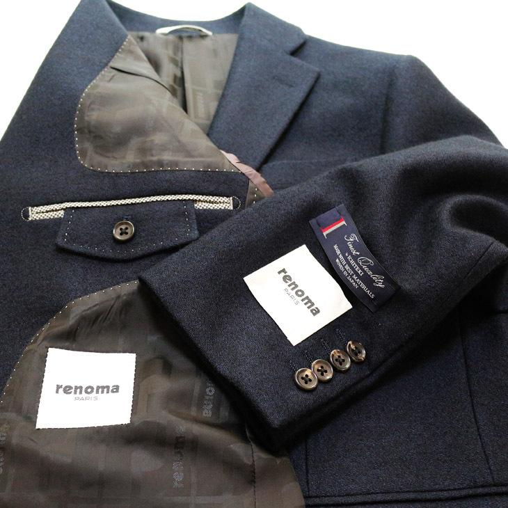 ジャケット テーラード ブレザー 秋冬 新品 renoma レノマ パリス 濃紺ネイビー杢 無地系 コンブレ ストレッチ ニット素材 ジャケット (AB/BB体) やや細め | renoma | 09