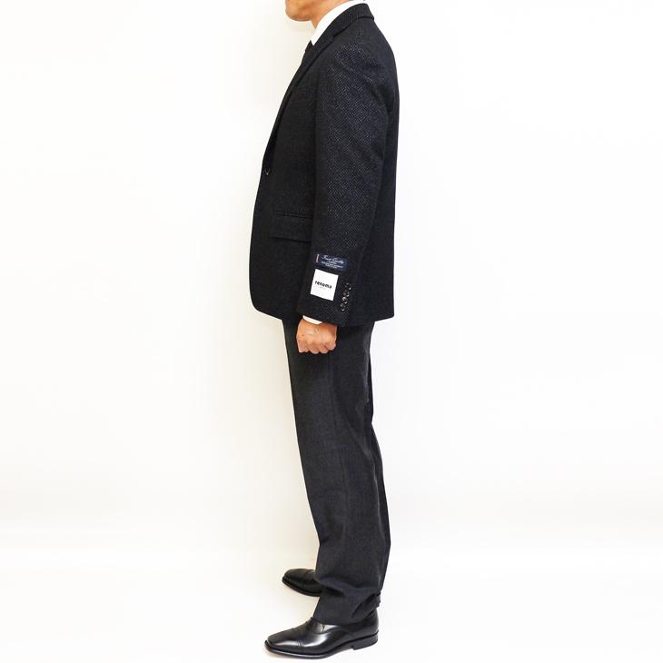 ジャケット テーラード ブレザー 2020-21 秋冬新作 renoma レノマ パリス 黒ブラック 幾何学模様 ストレッチ ニット素材 ジャケット (AB/BB体) やや細め | renoma | 05
