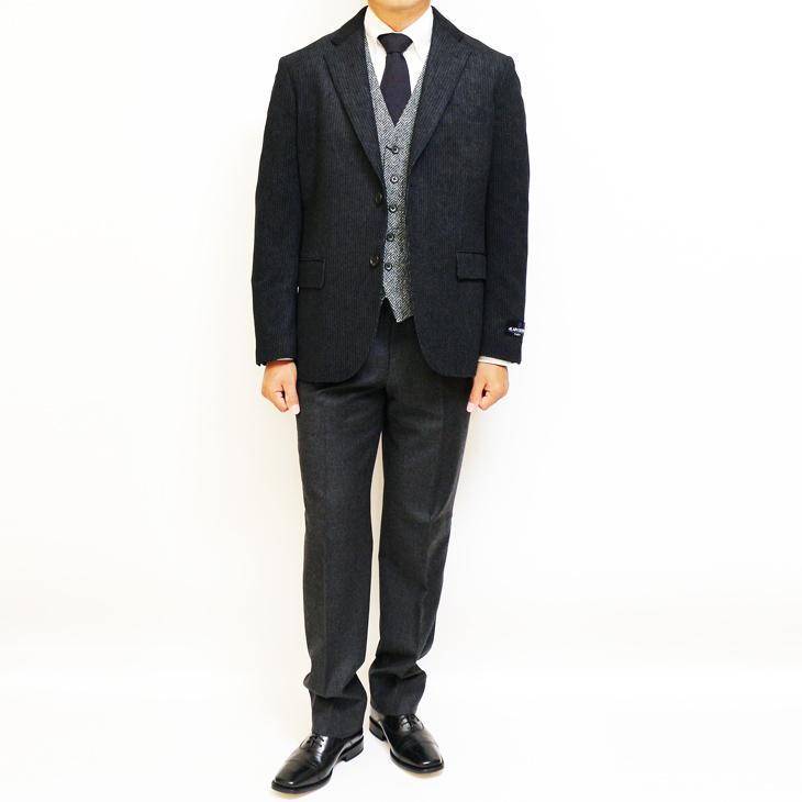 ジャケット テーラード ブレザー 2020-21 新作秋冬 アランドロン モーデュロイ コーデュロイ 濃紺ネイビー杢 2つボタン やや細め ジャケット (AB/BB/E体) | アラン・ドロン | 01