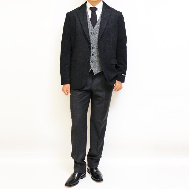 ジャケット テーラード ブレザー 2020-21 新作秋冬 アランドロン モーデュロイ コーデュロイ 濃紺ネイビー杢 2つボタン やや細め ジャケット (AB/BB/E体) | アラン・ドロン | 02