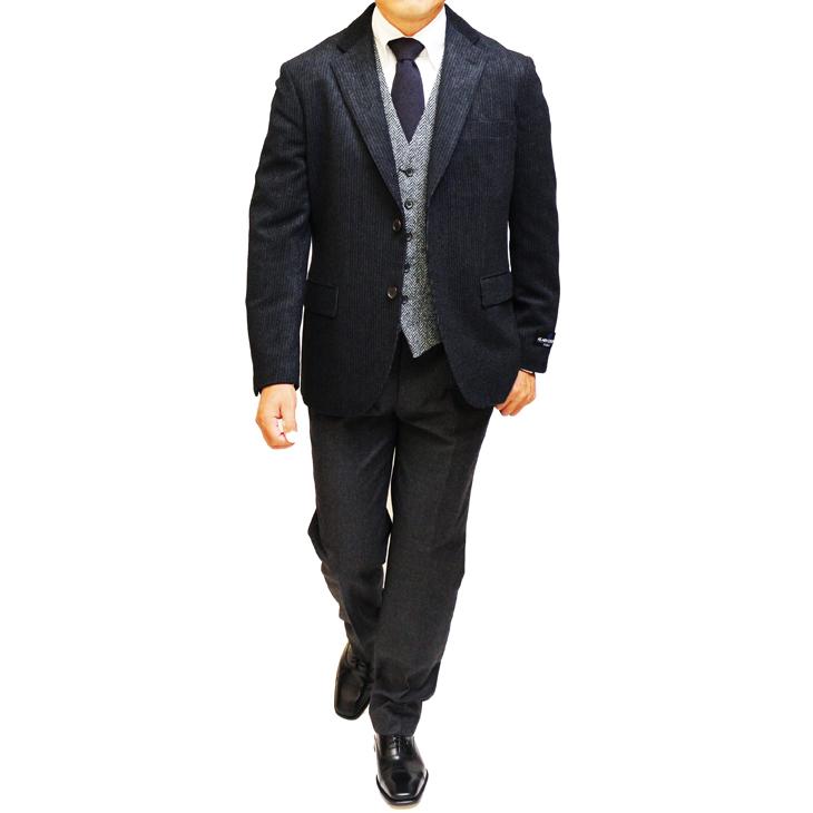 ジャケット テーラード ブレザー 2020-21 新作秋冬 アランドロン モーデュロイ コーデュロイ 濃紺ネイビー杢 2つボタン やや細め ジャケット (AB/BB/E体) | アラン・ドロン | 03