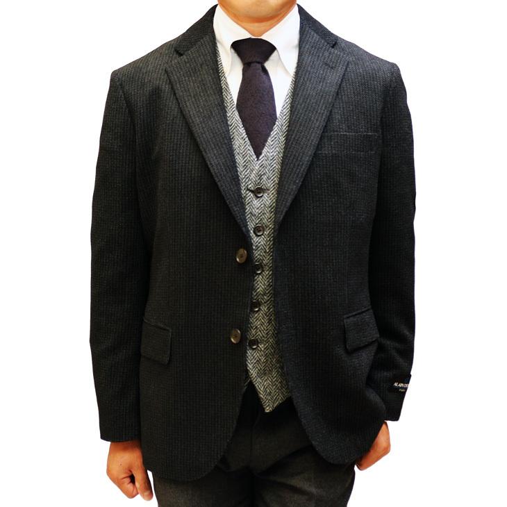 ジャケット テーラード ブレザー 2020-21 新作秋冬 アランドロン モーデュロイ コーデュロイ 濃紺ネイビー杢 2つボタン やや細め ジャケット (AB/BB/E体) | アラン・ドロン | 04