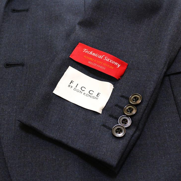 スーツ メンズ 新作 秋冬 FICCE フィッチェ 濃紺ネイビー杢 無地系 3つボタン段返り スーツ (A/AB体) スリム | FICCE | 06