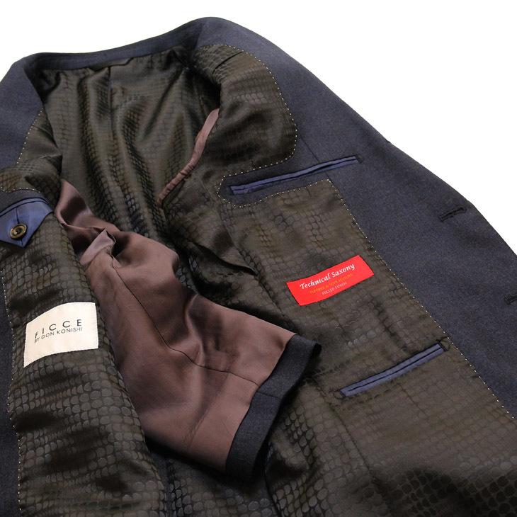 スーツ メンズ 新作 秋冬 FICCE フィッチェ 濃紺ネイビー杢 無地系 3つボタン段返り スーツ (A/AB体) スリム | FICCE | 08