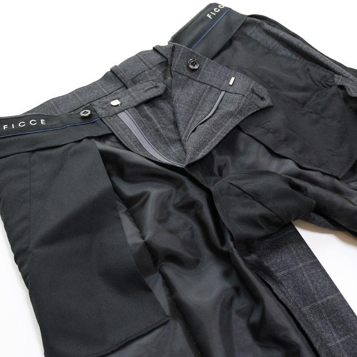 スーツ メンズ 2020-21 新作 秋冬 FICCE フィッチェ 灰ミディアムグレー杢 ウインドペン 3つボタン段返り スーツ (AB体) スリム | FICCE | 12