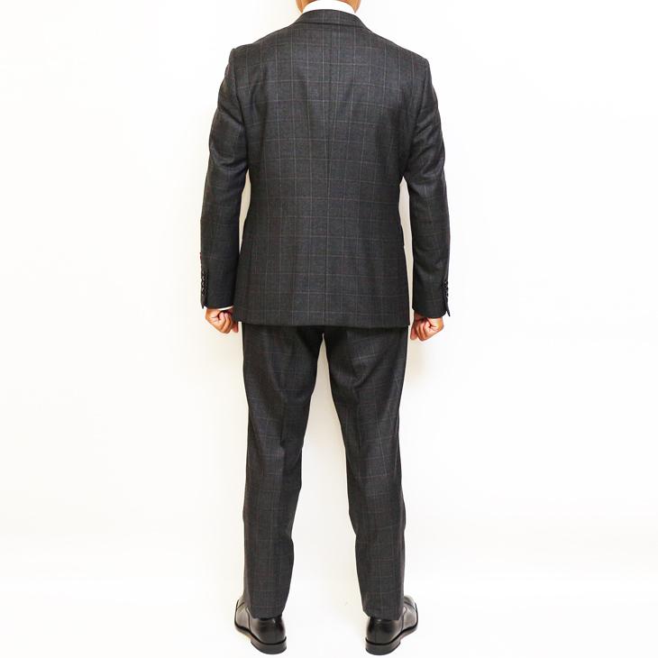 スーツ メンズ 2020-21 新作 秋冬 FICCE フィッチェ 灰ミディアムグレー杢 ウインドペン 3つボタン段返り スーツ (AB体) スリム | FICCE | 03