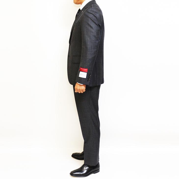 スーツ メンズ 2020-21 新作 秋冬 FICCE フィッチェ 灰ミディアムグレー杢 ウインドペン 3つボタン段返り スーツ (AB体) スリム | FICCE | 09
