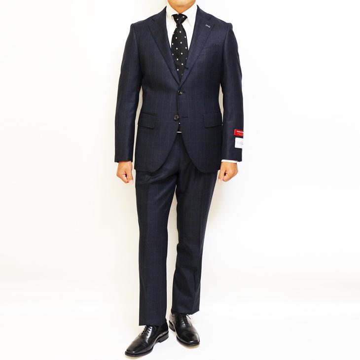 スーツ メンズ 新作 秋冬 FICCE フィッチェ 濃紺ネイビー杢 ウインドペン 3つボタン段返り スーツ (A体) スリム | FICCE | 02