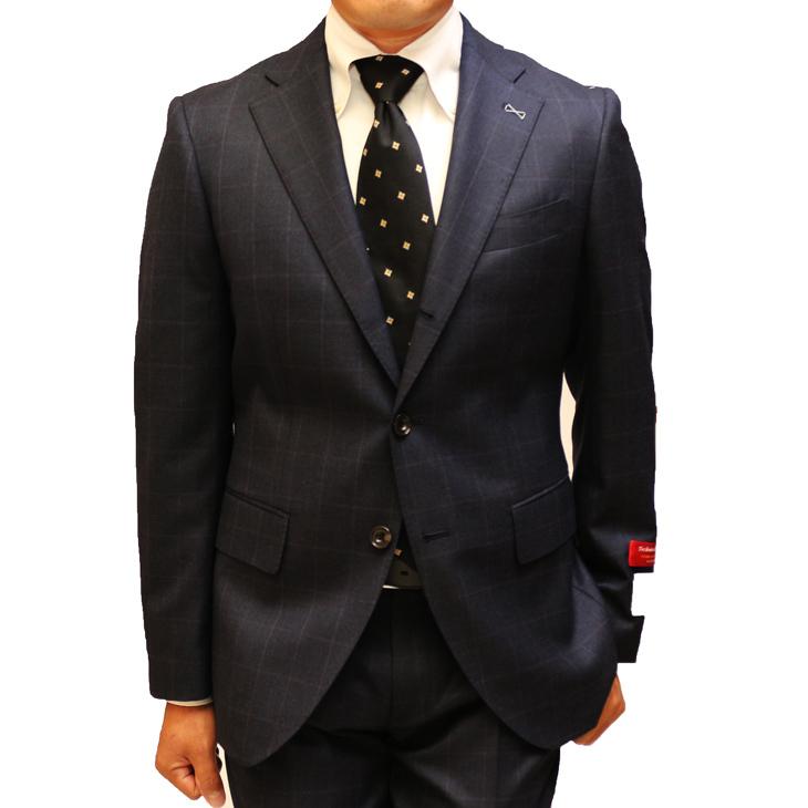 スーツ メンズ 新作 秋冬 FICCE フィッチェ 濃紺ネイビー杢 ウインドペン 3つボタン段返り スーツ (A体) スリム | FICCE | 03