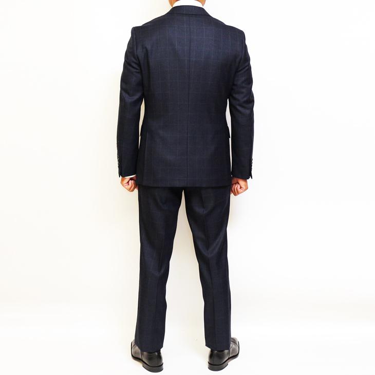 スーツ メンズ 新作 秋冬 FICCE フィッチェ 濃紺ネイビー杢 ウインドペン 3つボタン段返り スーツ (A体) スリム | FICCE | 04
