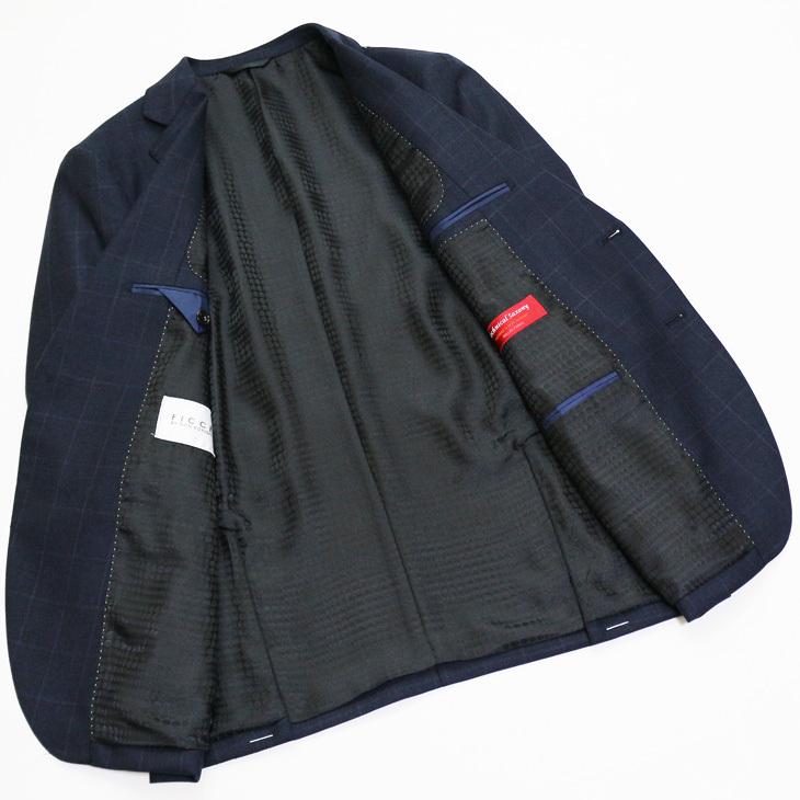 スーツ メンズ 新作 秋冬 FICCE フィッチェ 濃紺ネイビー杢 ウインドペン 3つボタン段返り スーツ (A体) スリム | FICCE | 05