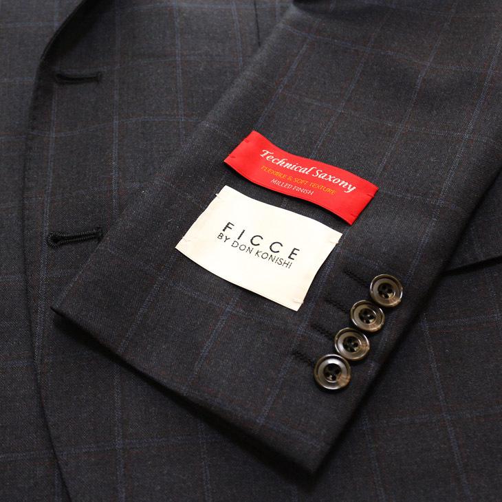 スーツ メンズ 新作 秋冬 FICCE フィッチェ 濃紺ネイビー杢 ウインドペン 3つボタン段返り スーツ (A体) スリム | FICCE | 06