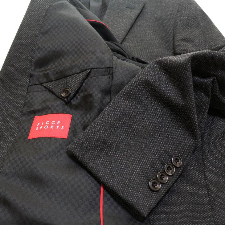 スーツ メンズ 2020-21 新作 秋冬 FICCE SPORTS フィッチェ スポーツ 灰グレー杢 ストレッチ ニット生地 アクティブ スーツ  (A/AB体) スリム | FICCE | 08