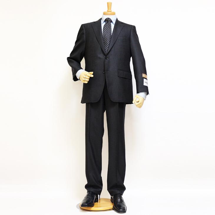 スーツ メンズ 2020-21 新作 秋冬 レノマ パリス Super120s 濃灰チャコールグレー杢 無地 系 DROP6.5 2つボタン ビジネス スーツ (AB体) | renoma | 01