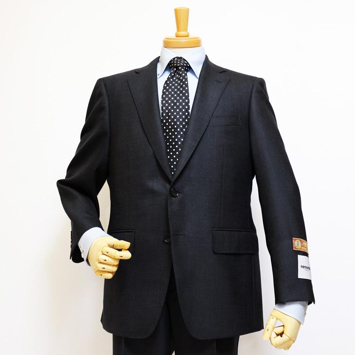 スーツ メンズ 2020-21 新作 秋冬 レノマ パリス Super120s 濃灰チャコールグレー杢 無地 系 DROP6.5 2つボタン ビジネス スーツ (AB体) | renoma | 02