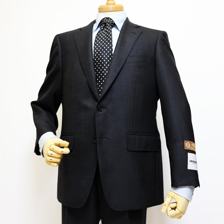 スーツ メンズ 2020-21 新作 秋冬 レノマ パリス Super120s 濃灰チャコールグレー杢 無地 系 DROP6.5 2つボタン ビジネス スーツ (AB体) | renoma | 03