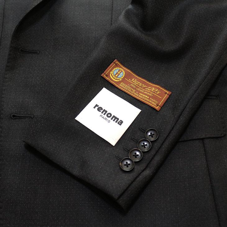スーツ メンズ 2020-21 新作 秋冬 レノマ パリス Super120s 濃灰チャコールグレー杢 無地 系 DROP6.5 2つボタン ビジネス スーツ (AB体) | renoma | 04