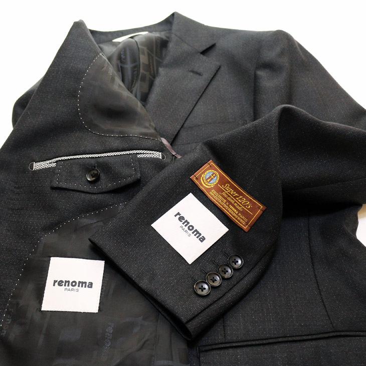 スーツ メンズ 2020-21 新作 秋冬 レノマ パリス Super120s 濃灰チャコールグレー杢 無地 系 DROP6.5 2つボタン ビジネス スーツ (AB体) | renoma | 06