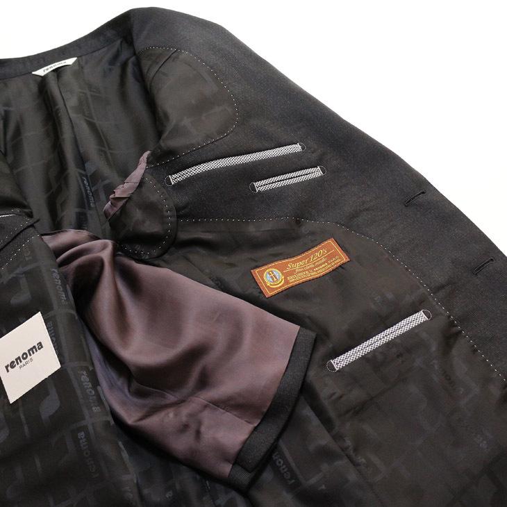 スーツ メンズ 2020-21 新作 秋冬 レノマ パリス Super120s 濃灰チャコールグレー杢 無地 系 DROP6.5 2つボタン ビジネス スーツ (AB体) | renoma | 07