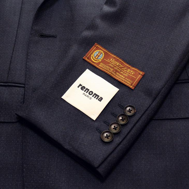 スーツ メンズ 2020-21 新作 秋冬 レノマ パリス Super120s 濃紺ネイビー杢 無地 系 DROP6.5 2つボタン ビジネス スーツ (AB/BB/E体) | renoma | 04