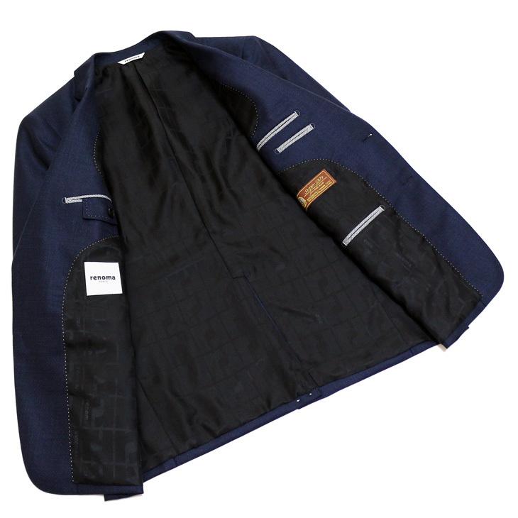 スーツ メンズ 2020-21 新作 秋冬 レノマ パリス Super120s 濃紺ネイビー杢 無地 系 DROP6.5 2つボタン ビジネス スーツ (AB/BB/E体) | renoma | 05