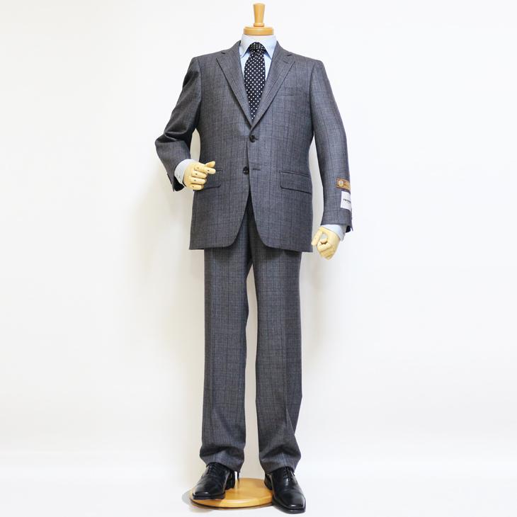 スーツ メンズ 2020-21 新作 秋冬 レノマ パリス Super120s 淡灰グレー杢 ウインドペン風 DROP6.5 2つボタン ビジネス スーツ (AB体) | renoma | 01