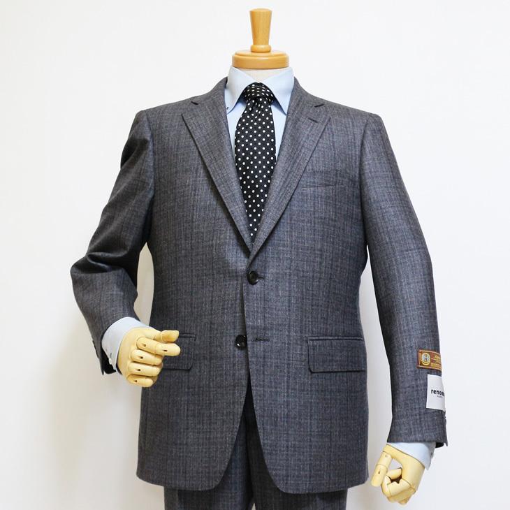 スーツ メンズ 2020-21 新作 秋冬 レノマ パリス Super120s 淡灰グレー杢 ウインドペン風 DROP6.5 2つボタン ビジネス スーツ (AB体) | renoma | 02